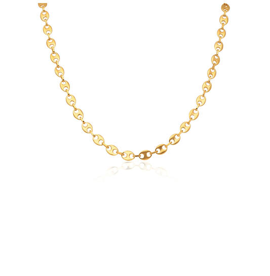 Zilver vergulde collier in koffieboon schakel