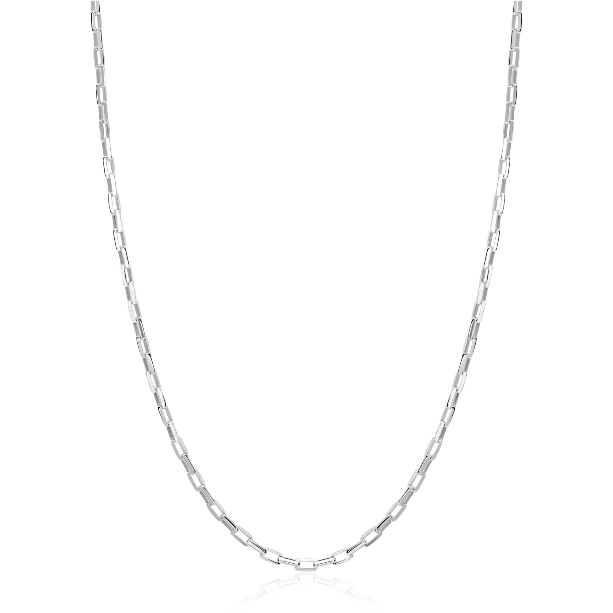 ZINZI zilveren paperclip schakel ketting. De schakels zijn 2,2mm breed. De lengte van de ketting is te vari&euml;ren tussen 42 en 45cm. De ketting is vervaardigd van eerste gehalte zilver (925) en voorzien van een extra rodiumlaag voor een langdurige glans.