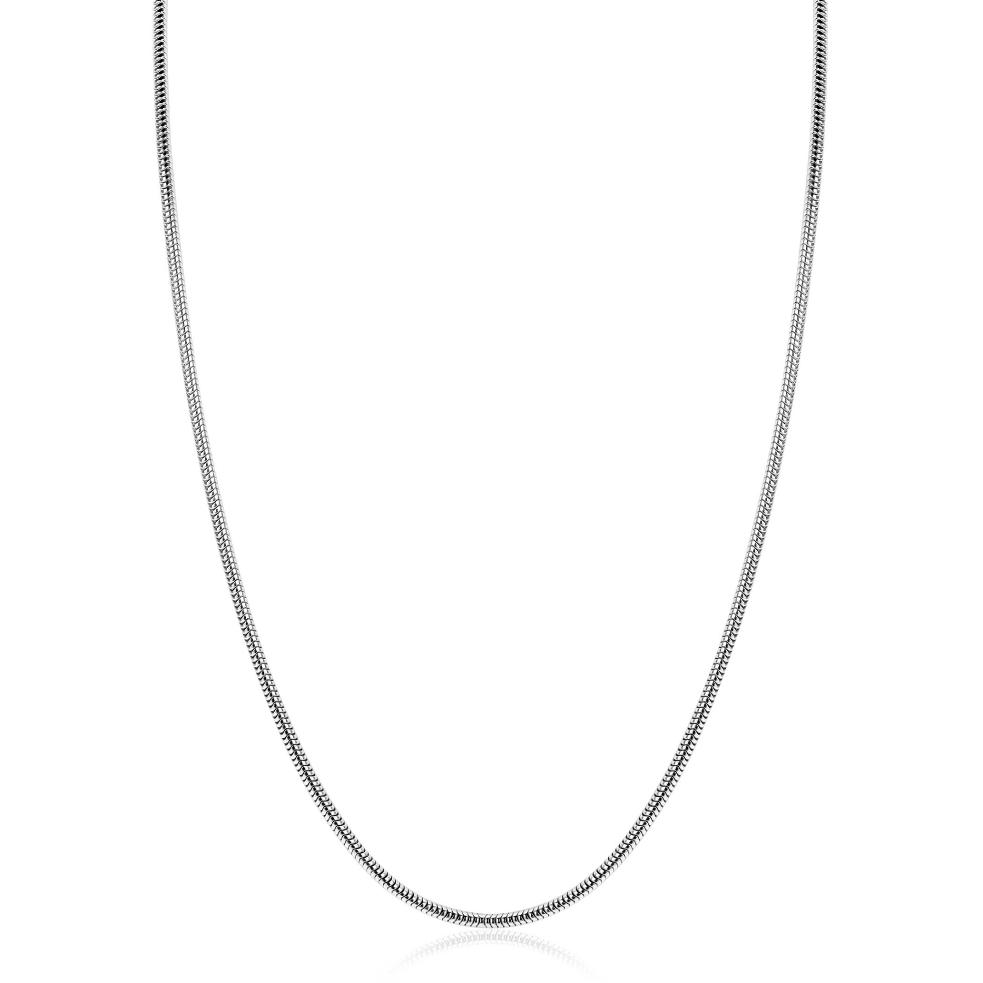 ZINZI zilveren ronde slangen ketting. De schakels zijn 2mm breed. De lengte van de ketting is te vari&euml;ren tussen 42 en 45cm. De ketting is vervaardigd van eerste gehalte zilver (925) en voorzien van een extra rodiumlaag voor een langdurige glans.