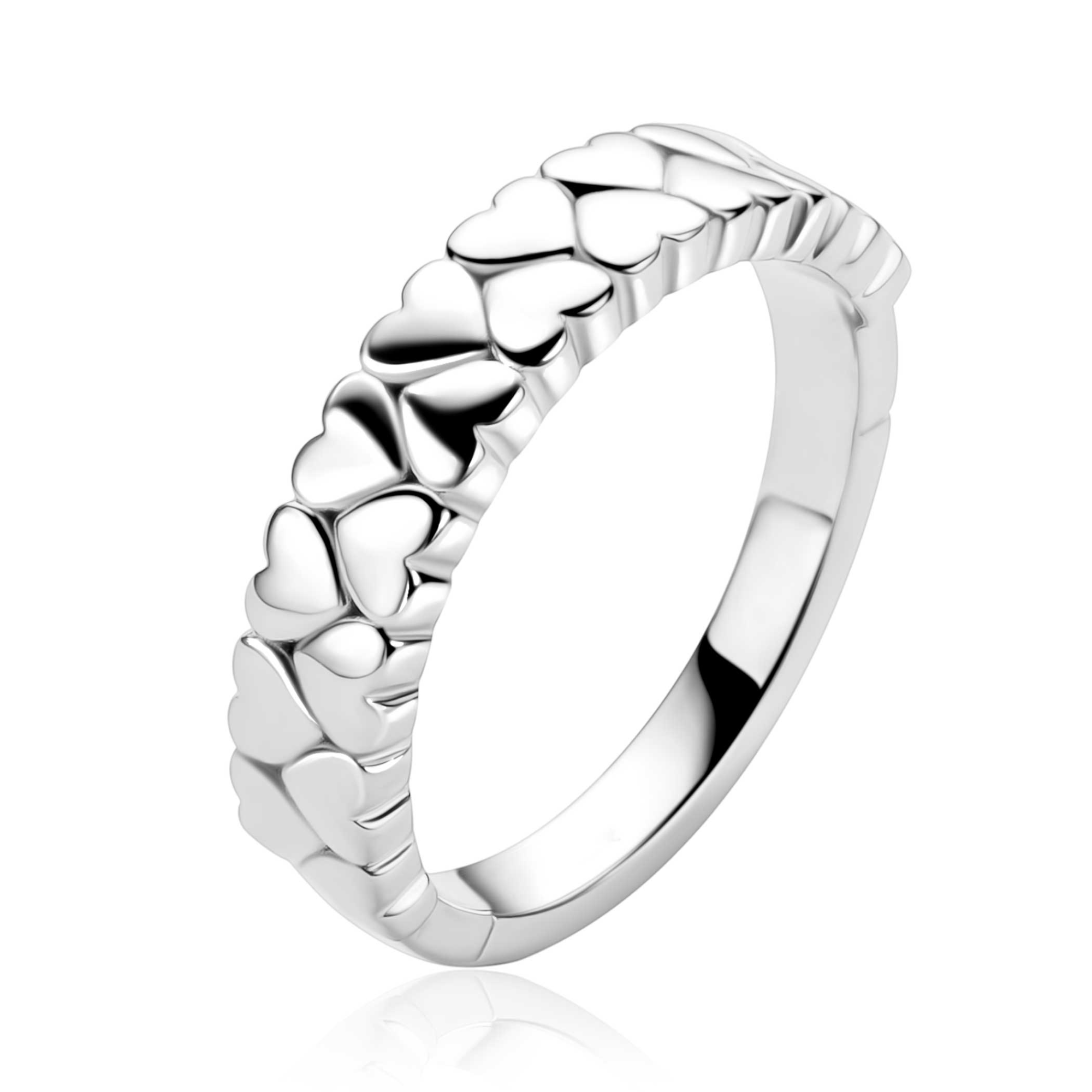 De ZINZI zlv. ring dubbele rij hartjes, modelnummer ZIR2882-58, is perfect voor wie van verfijnde sieraden houdt. Met een elegante dubbele rij hartjes straalt deze ring pure romantiek uit. Draag hem solo voor een subtiele look of combineer met andere ringen voor een trendy statement. Perfect voor dagelijks gebruik of speciale gelegenheden.

Eigenschappen:  
- Dubbele rij hartjes  
- Maat 58  
- Stijlvol en veelzijdig  

Ontdek de romantiek met ZINZI!