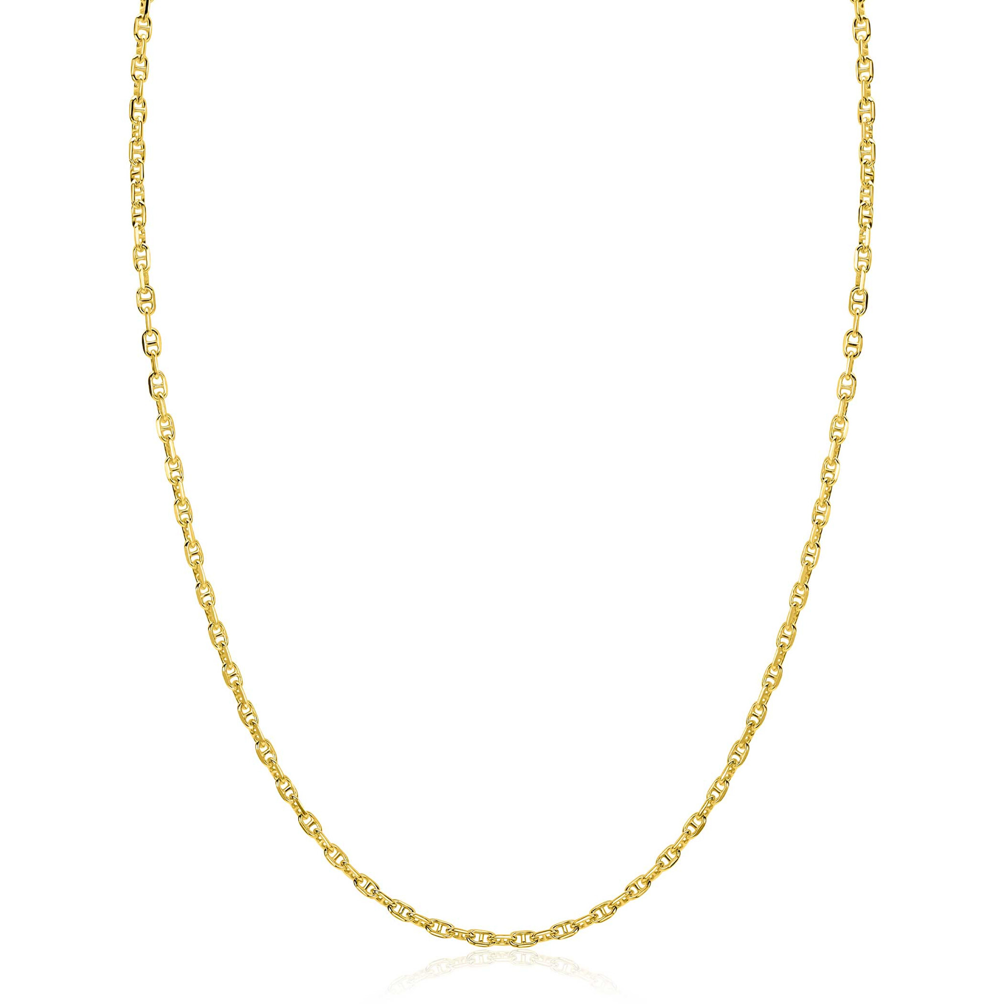 Het ZINZI zlv. collier modelnummer ZIC2841G is een elegante ketting met massieve marine schakels. Gemaakt van goudgeplateerd materiaal, straalt het een luxe uitstraling uit in goudkleur. Met een lengte van 420mm is het perfect als eyecatcher bij zowel casual als formele outfits. Combineer met bijpassende sieraden voor een complete look.