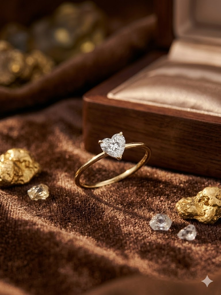 eigen creatie ring 18kt GG met LG 0.39ct hart 