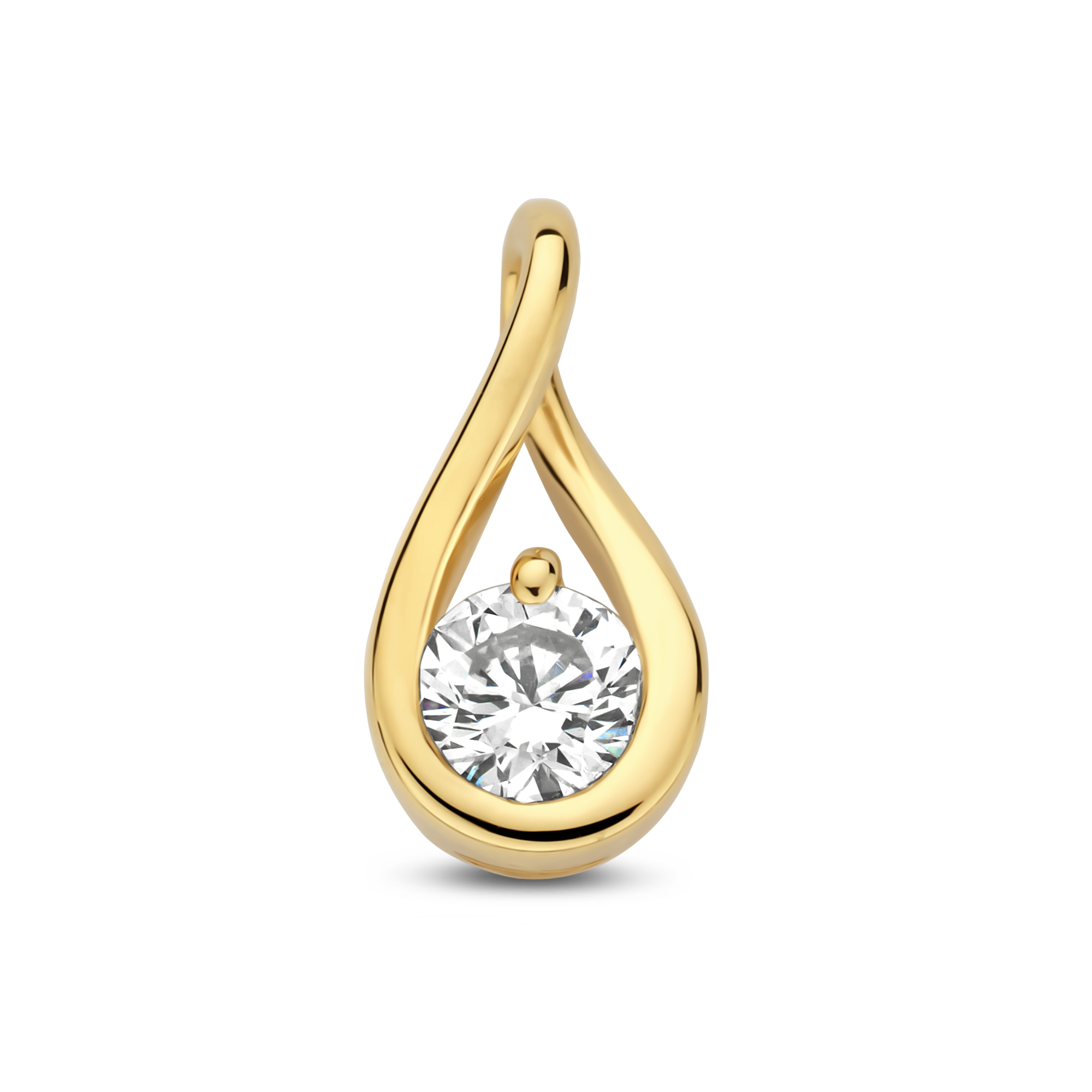 14kt gouden hanger met briljant geslepen diamant 0.14ct