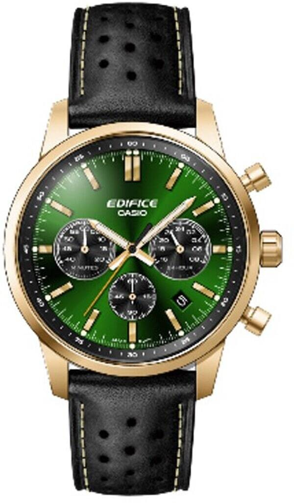 De Casio Edifice EFR-575CL-3AEF Heren Horloge beschikt over een roestvrijstalen kast, datumfunctie, en een groene polsband. Ideaal voor dagelijks gebruik, dankzij het tijdloze ontwerp. Draag het horloge comfortabel om uw pols en zorg ervoor dat de band goed aansluit voor een stijlvolle uitstraling. Geschikt voor zowel formele als informele gelegenheden.
