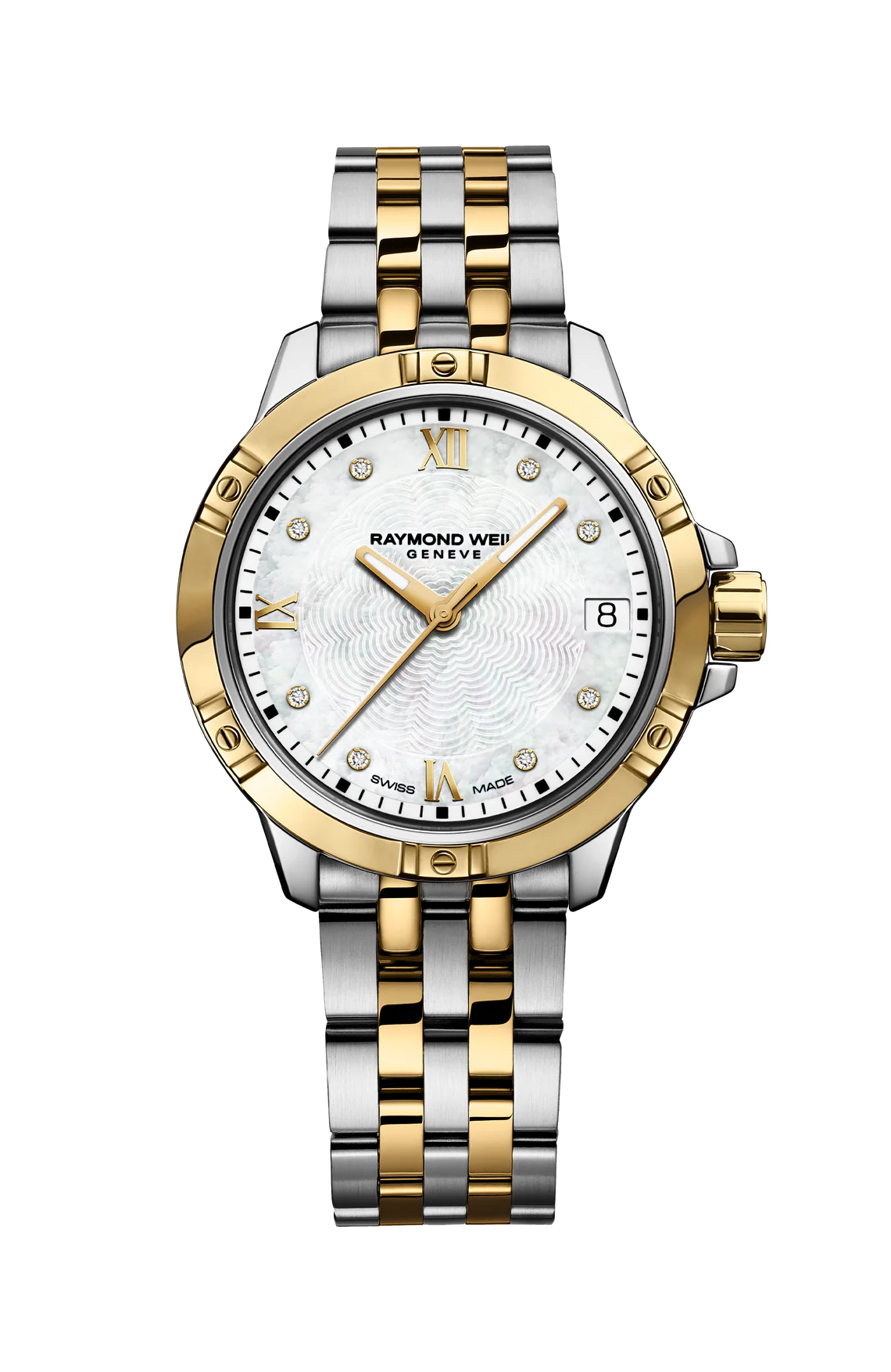 De RAYMOND WEIL dameshorloge, model 5960-STP-30041, combineert elegantie met functionaliteit. Kenmerken: saffierglas, 10 ATM waterdicht, witte wijzerplaat, ronde kast, goud-zilver roestvrijstalen band en quartz beweging. Perfect als stijlvol polshorloge. Draag het voor formele gelegenheden of alledaagse luxe. Deze klassieke tijdmeter straalt verfijning uit. Bestel nu en voeg klasse toe aan je collectie.