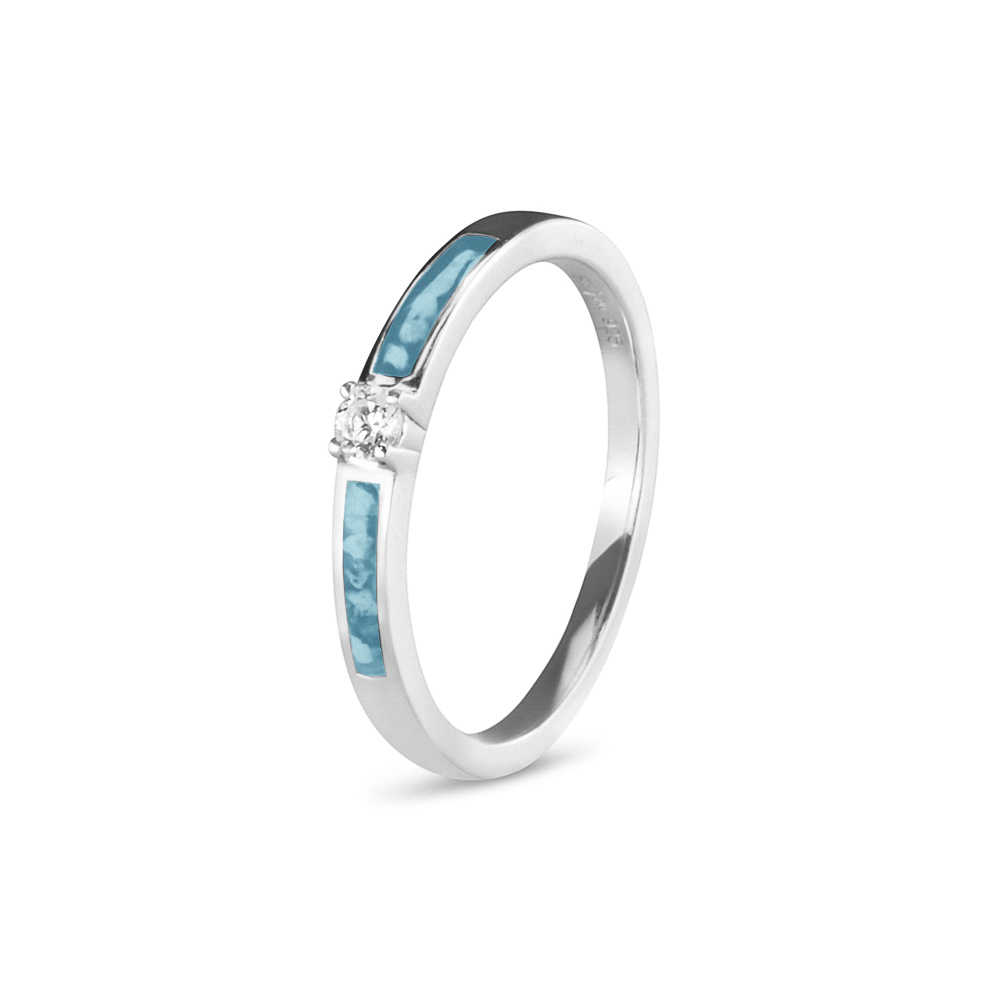 See You Gedenk Sieraden - Zilveren memorial ring, bezet met zirconia, maat 54 - RWS013_54