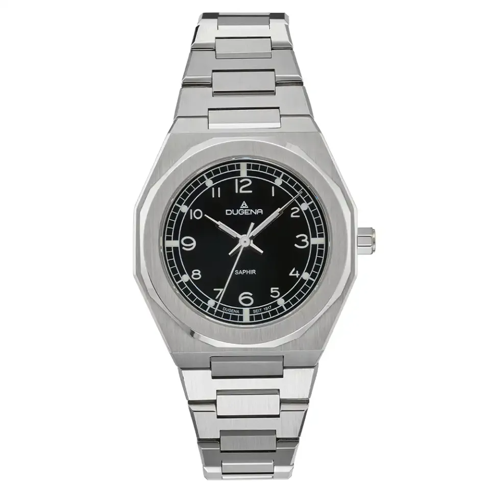Die M&uuml;nchen Dugena Herrenuhr Modellnummer 4461225 verf&uuml;gt &uuml;ber folgende Eigenschaften: Kategorie: Uhr, Typ: Armbanduhr, Armbandfarbe: Silber, Datumsfunktion: Nein, Geh&auml;usematerial: Edelstahl. Tragen Sie sie stilvoll zu formellen Anl&auml;ssen oder im B&uuml;ro, um Ihrem Look einen klassischen, eleganten Touch zu verleihen. Ideal zu Hemd und Anzug kombinierbar.