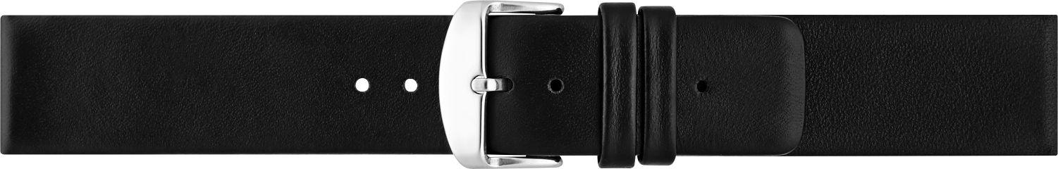 Effen zachte kalf lederen horlogeband parallel (dus niet aflopend) met roestvrijstalen gesp en zachte nubuck voering.