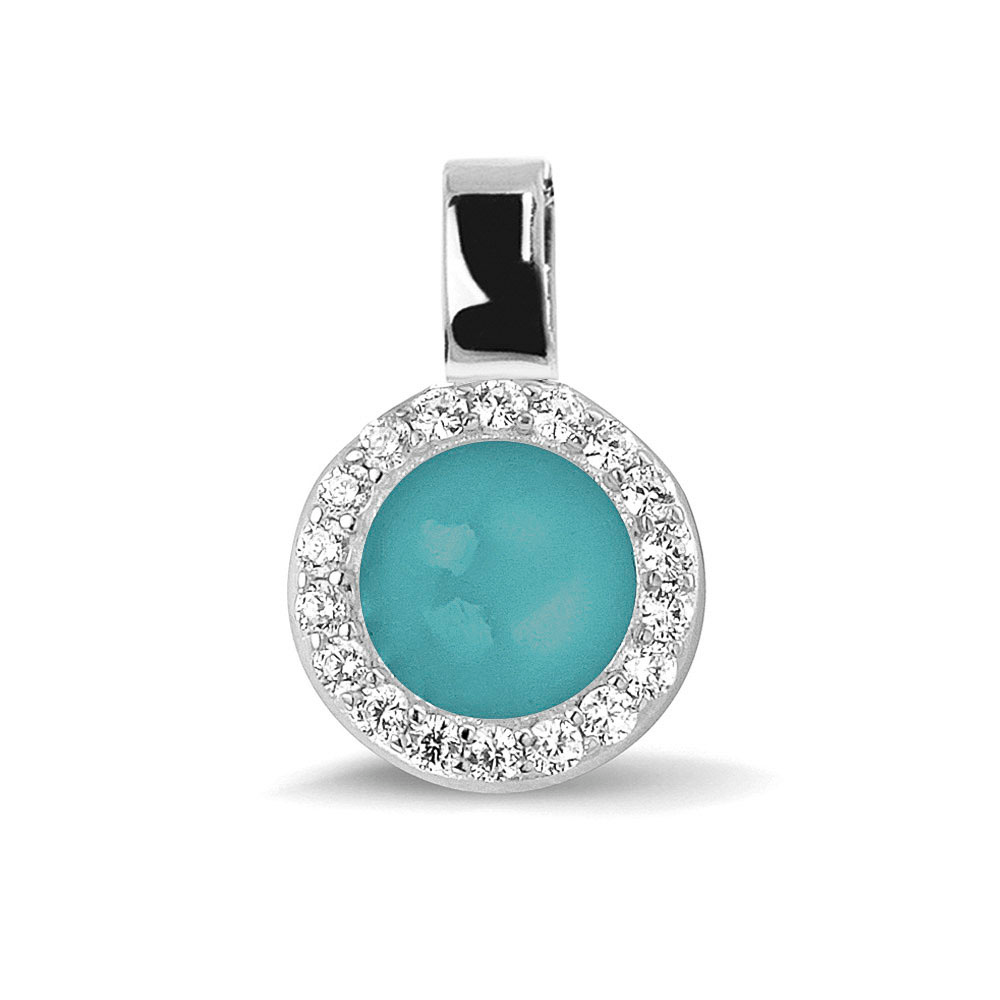 See You Gedenk Sieraden - Zilveren memorial hanger, rond bezet met zirconia's - 136S