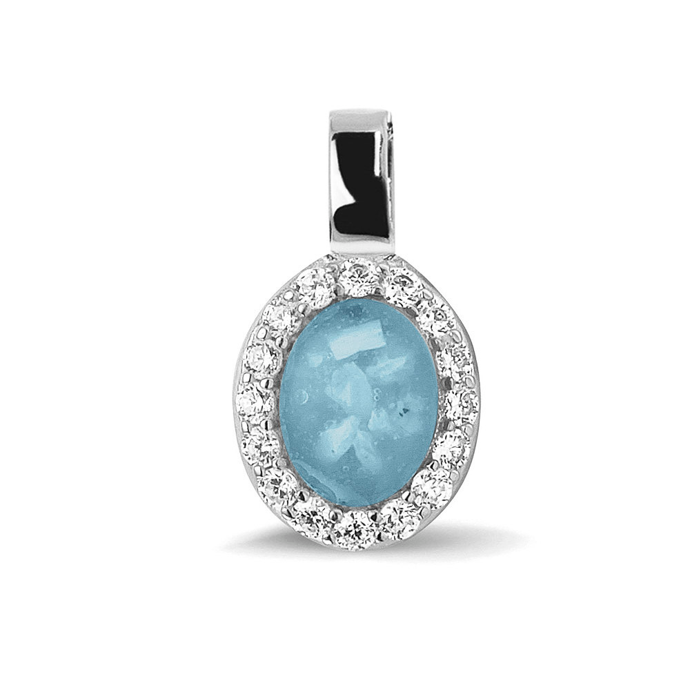 See You Gedenk Sieraden - Zilveren memorial hanger, Oval bezet met zirconia's - 137S