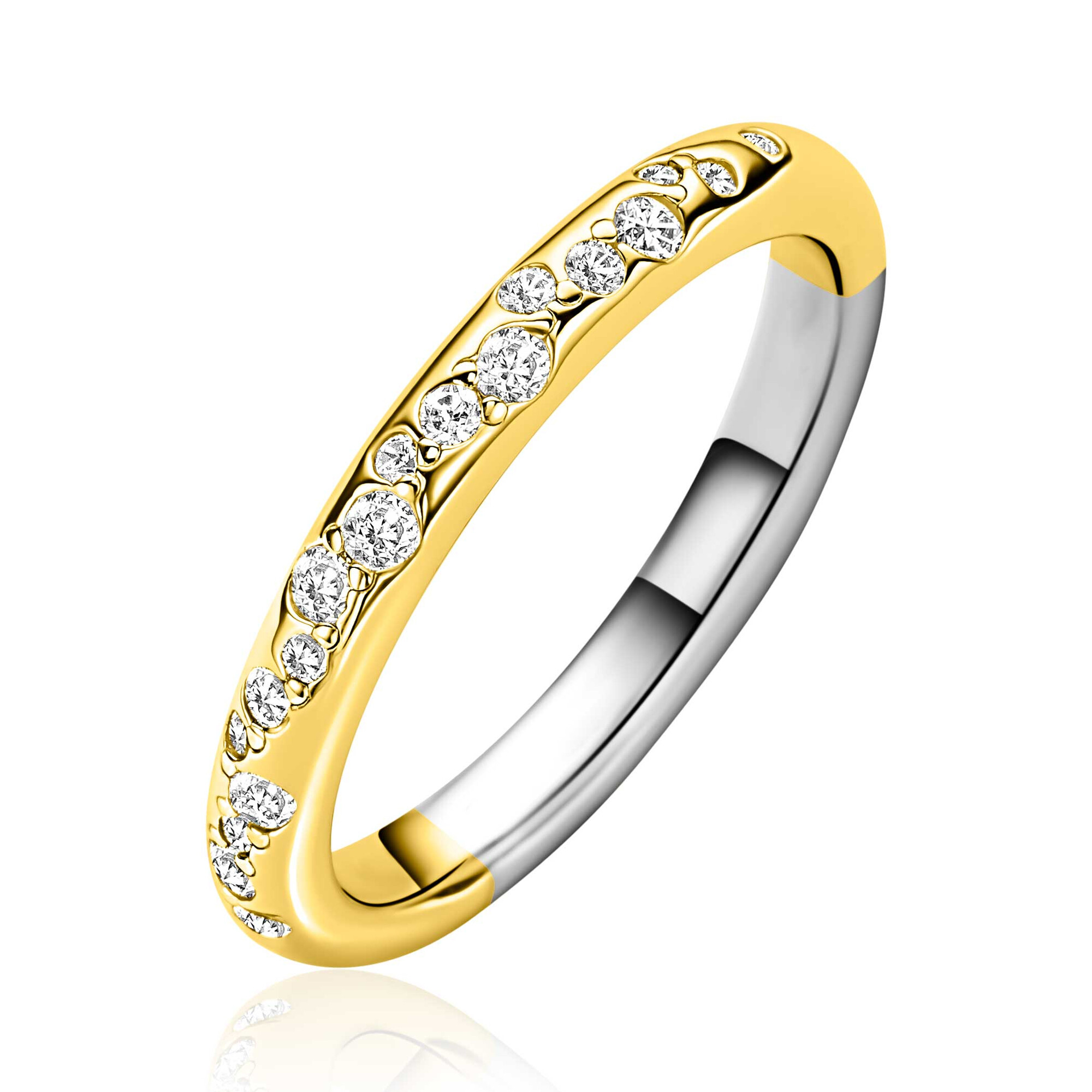 ZINZI zlv. ring gg.verg. met zirconia's pave mt.58