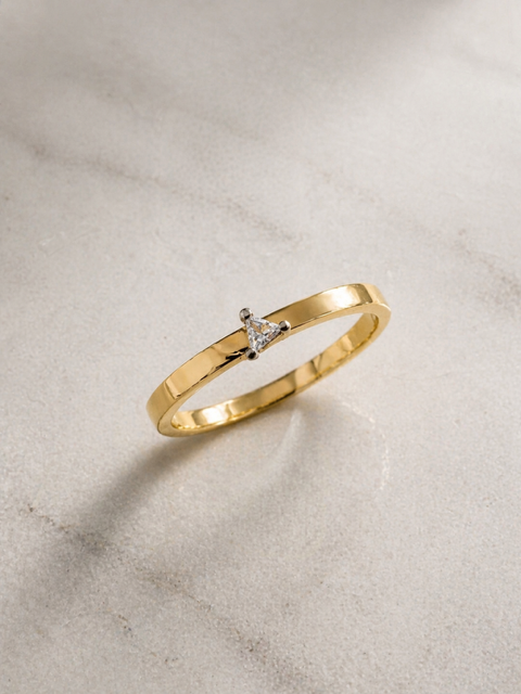 Huiscollectie 14 karaat geelgouden ring met een zirkonia met een witgouden zetting