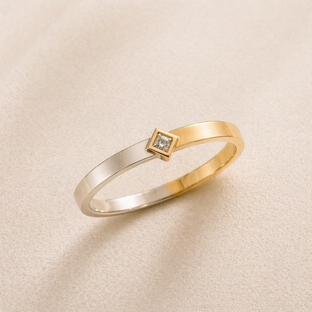 Huiscollectie 14 karaat geelgouden ring met een zirkonia met een geelgouden zetting