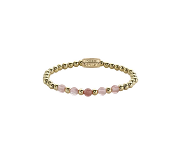 Yellow Gold meets Cherry Rose - Damesarmband - Roze/Goud - Maat S (&plusmn;16 cm) - 6 MM
