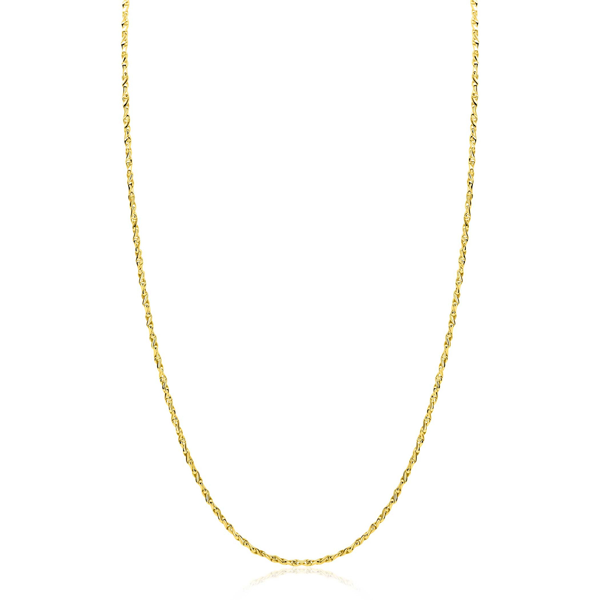 ZINZI gold plated zilveren organisch gedraaide schakel ketting. De schakels zijn 1,8mm breed. De lengte van de ketting is te vari&euml;ren tussen 42 en 45cm. De ketting is vervaardigd van eerste gehalte zilver (925) en extra geel verguld.