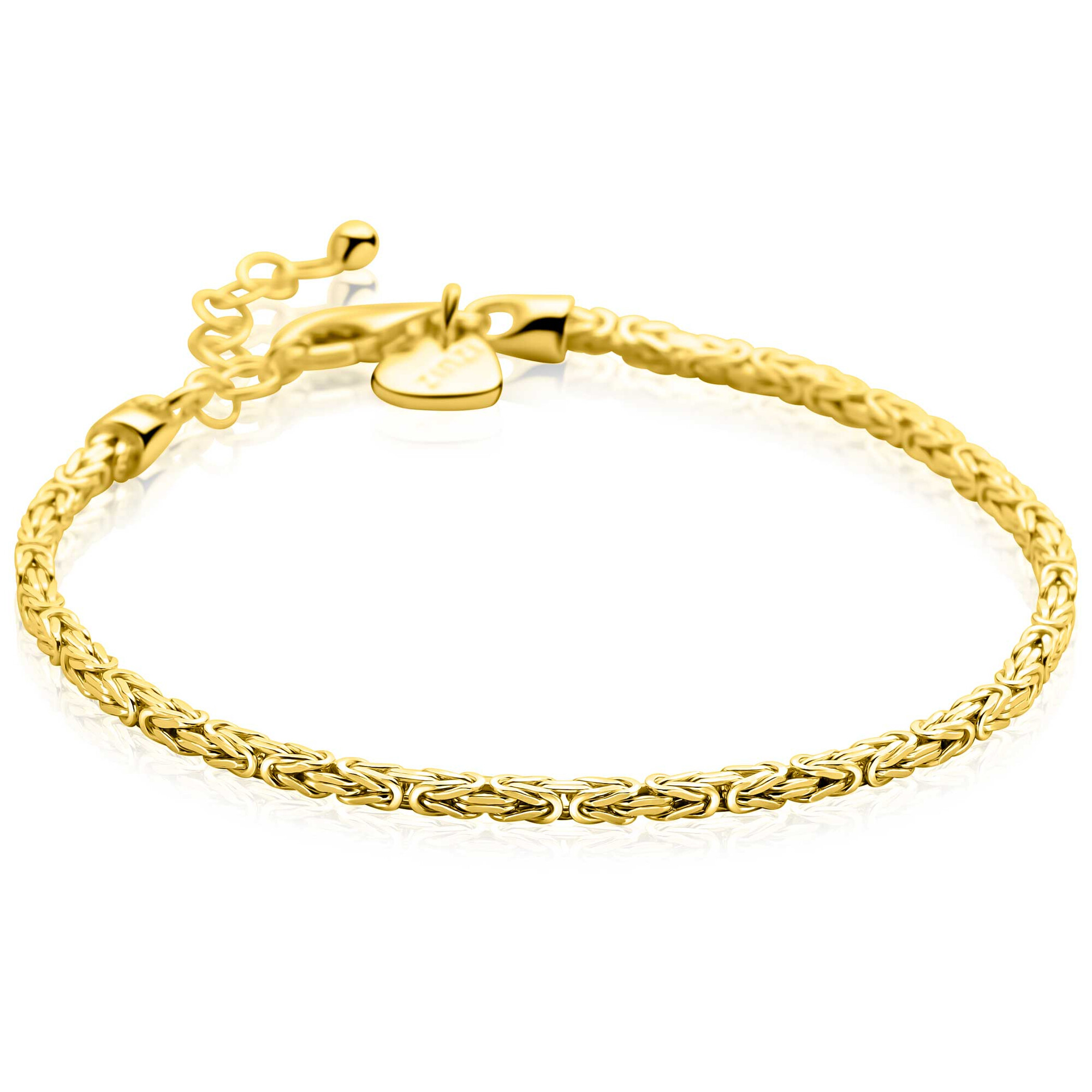 ZINZI gold plated zilveren massieve koningsschakel armband. Deze tijdloze schakels zijn 2mm breed. De lengte van de armband is te vari&euml;ren tussen 17 en 20cm. De armband is vervaardigd van eerste gehalte zilver (925) en extra geel verguld.