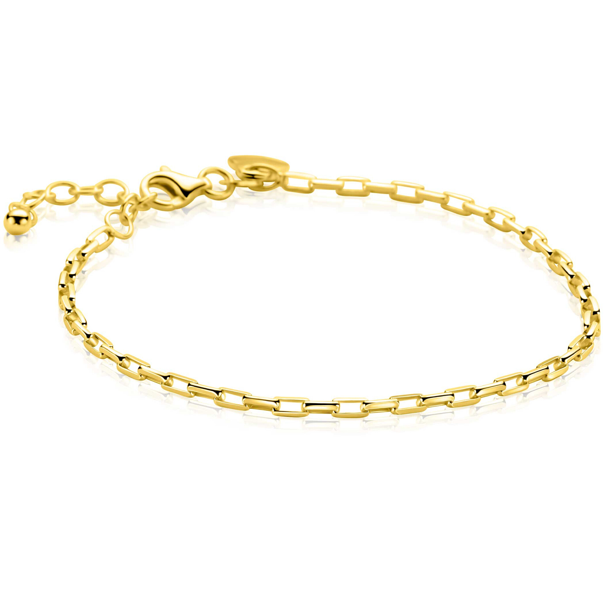 ZINZI gold plated zilveren paperclip schakel armband. De schakels zijn 2,2mm breed. De lengte van de armband is te vari&euml;ren tussen 18 en 20cm. De armband is vervaardigd van eerste gehalte zilver (925) en extra geel verguld.