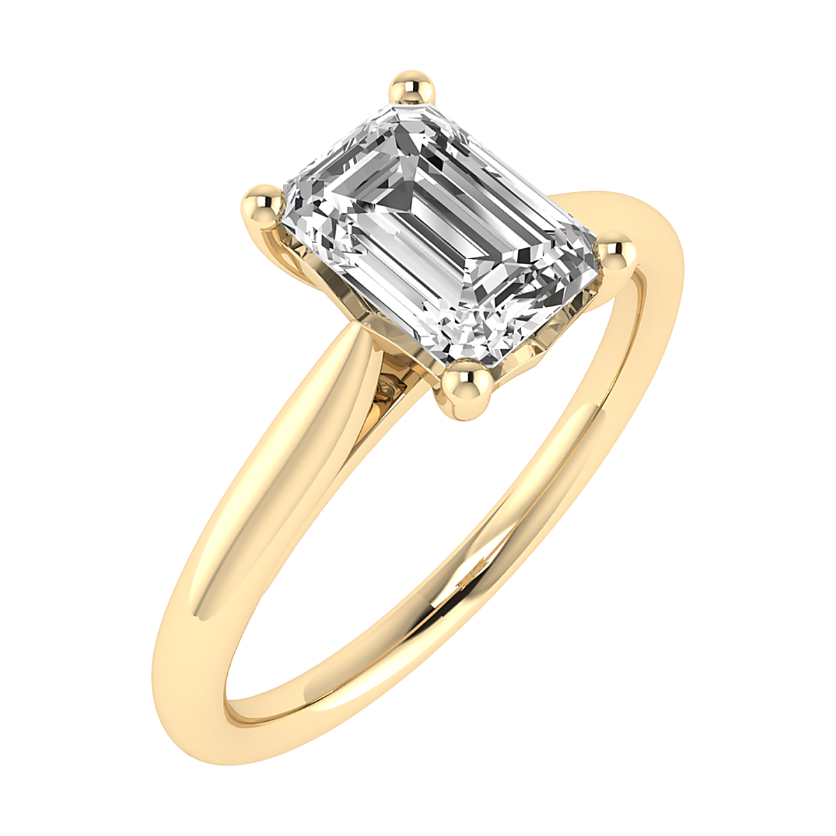 Deze prachtige 18 karaat geelgouden ring, modelnummer LT1451K, bevat een 1.01 karaat lab-grown diamant met emerald slijpvorm. Het is de perfecte verlovingsring met een puurheid van VS1 en een kleur van D (fijnste wit+ Jager). Draag deze tijdloze ring als symbool van eeuwige liefde en duurzaamheid. Ring wordt geleverd met een IGI diamanten certificaat 