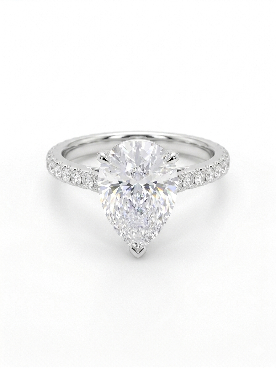 Deze prachtige LT1024-1 ring is perfect voor een verloving. Gemaakt van 18-karaats witgoud, maat 53, met een witte kleur. De ring heeft een schitterende peer-vormige labdiamant, zuiverheid VS1, kleur D, en weegt 1,01 karaat. Draag deze ring bij speciale gelegenheden om een elegante en verfijnde uitstraling te cre&euml;ren. Ring wordt geleverd met een IGI diamanten certificaat 