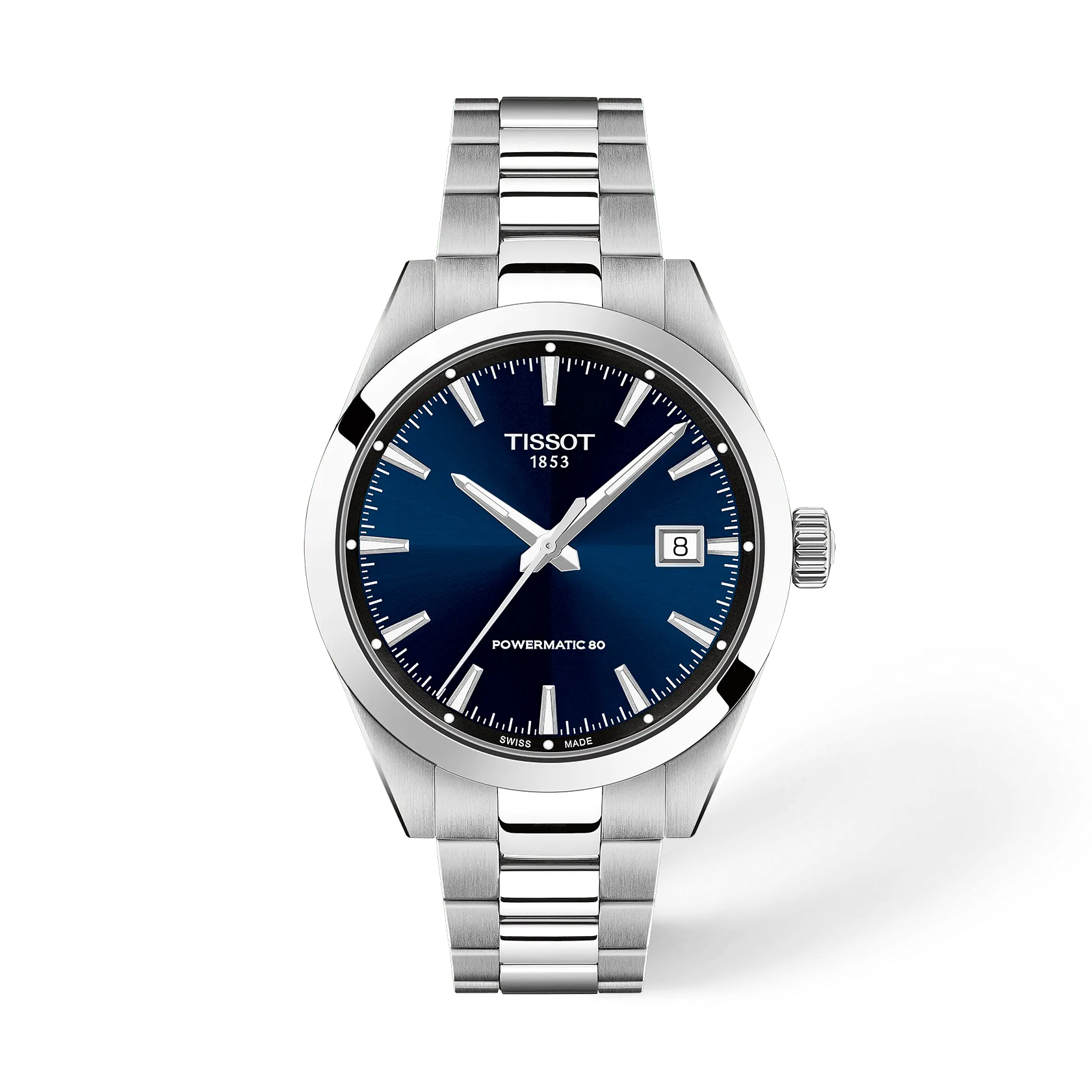 De Tissot Gentleman 38MM, modelnummer T1658071104100, biedt een stijlvolle combinatie van een blauwe wijzerplaat met strepen en een zilverkleurige, roestvrijstalen kast. Deze automatische polshorloge met een datumfunctie en Zwitsers uurwerk is waterbestendig tot 10 ATM. Draag deze elegante horloge bij zowel formele als informele gelegenheden, passend bij elke moderne gentleman.