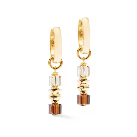 Coeur de Lion oorbellen - tiger's eye gold-brown
Wanneer het licht langs de golvende bedel beweegt, komt de warm goudbruine kleur prachtig tot leven. Deze elegante oorringen van Coeur de Lion zijn gemaakt van goudkleurig stainless steel en hebben een afneembare hanger met golf-elementen, sprankelende kristallen, echte tijgeroog en glanzende hematiet met titanium finish. De oorbellen zijn circa 3,8 cm lang en 0,4 cm dik en sluiten met een leverback (klaphaak) van gerhodineerd sterling zilver.

Flexibel ontwerp met verfijnde details
Het slimme ontwerp laat je kiezen: draag je als klassieke creool of juist met de bedel voor extra beweging en glans. De combinatie van facetten, kristallen en golvende vormen geeft een verzorgd, modern accent.

Stijlvol en makkelijk te combineren: van casual tot avondlook. Elk sieraad wordt geleverd in een premium designercase met certificaat van echtheid.