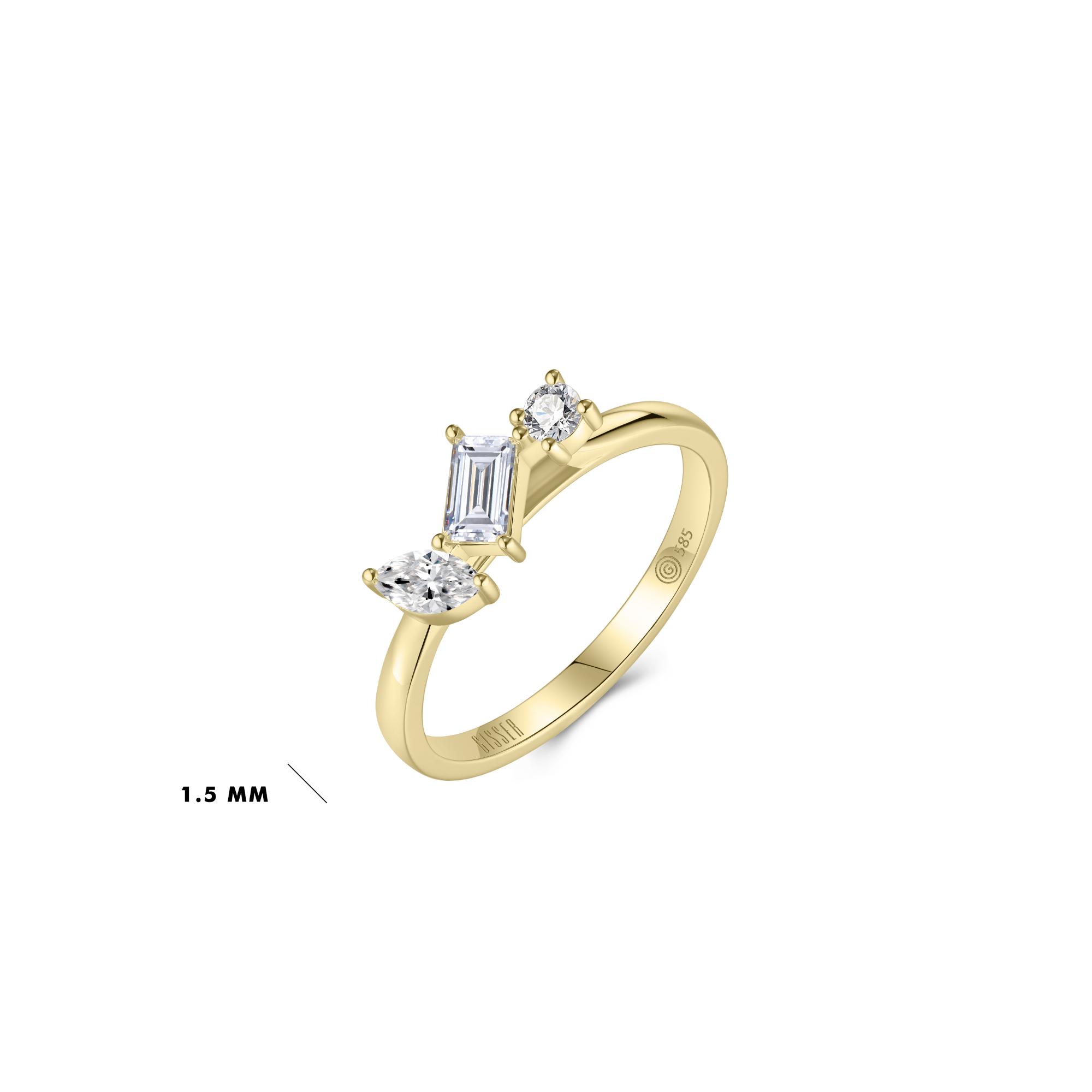Ring 14karaat geel goud met lab grown diamant