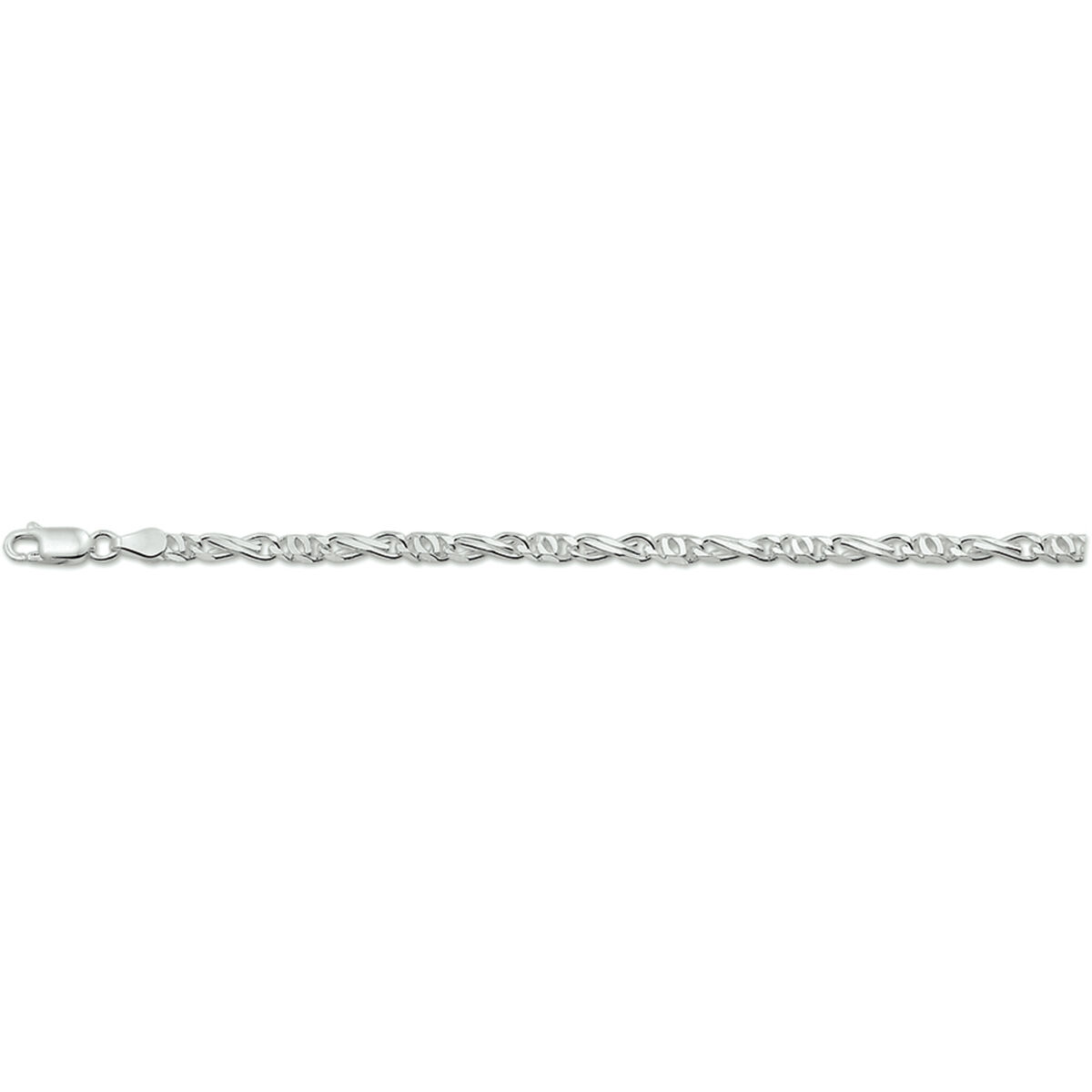 Zilveren armband met valkenoog schakel. De schakelbreedte is 4mm.