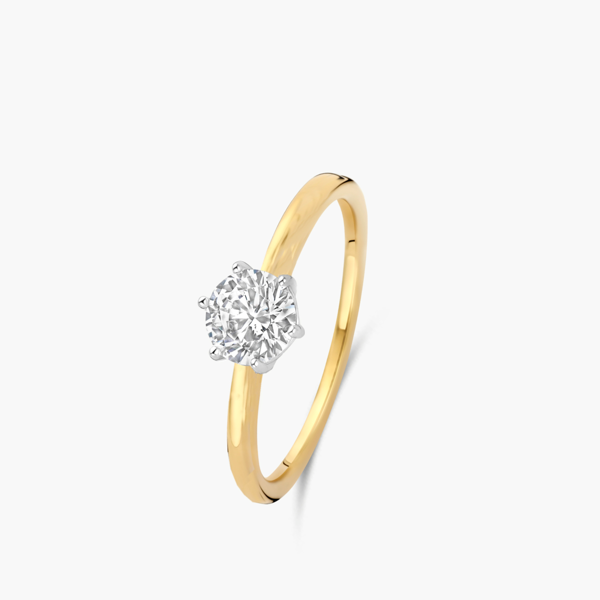 De Solitair ring 18K Geel goud met Labdiamant  biedt een prachtige combinatie van 18-karaats goud en een schitterende labdiamant van 1.005ct. Perfect als verlovingsring, deze goudkleurige ring is glanzend afgewerkt en weegt 2,8 gram. Draag de ring op speciale momenten of dagelijks voor een elegante uitstraling. Verkrijgbaar in alle maten.