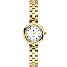 Isabella uurwerk Horloge van roestvrij staal, gepolijst oppervlak met saffierglas en een matwitte wijzerplaat. Goudkleurig
