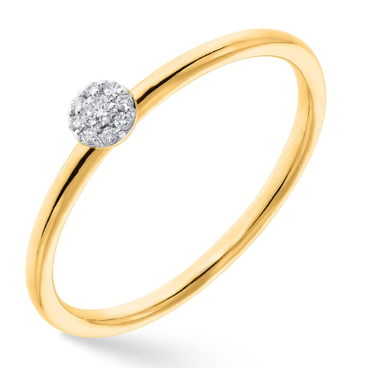Pas Diamonds 14 karaat bicolor geel- en wit gouden ring fantasie met diamant.
 1-0.03/8-0.03 Crt H SI