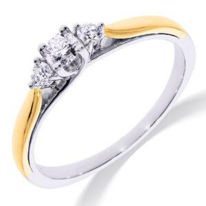 GGA4385 14K Damesring in bi-color met 3-0.26ct diamant 