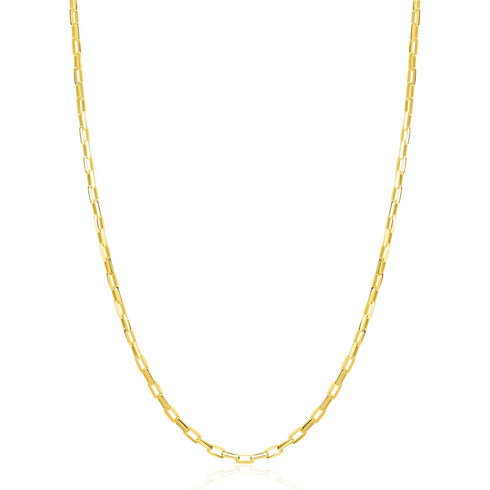 ZINZI gold plated zilveren paperclip schakel ketting. De schakels zijn 2,2mm breed. De lengte van de ketting is te vari&euml;ren tussen 42 en 45cm. De ketting is vervaardigd van eerste gehalte zilver (925) en extra geel verguld.