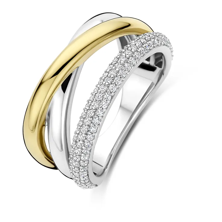 Ti Sento ring met zir. zilver & zilvere verguld