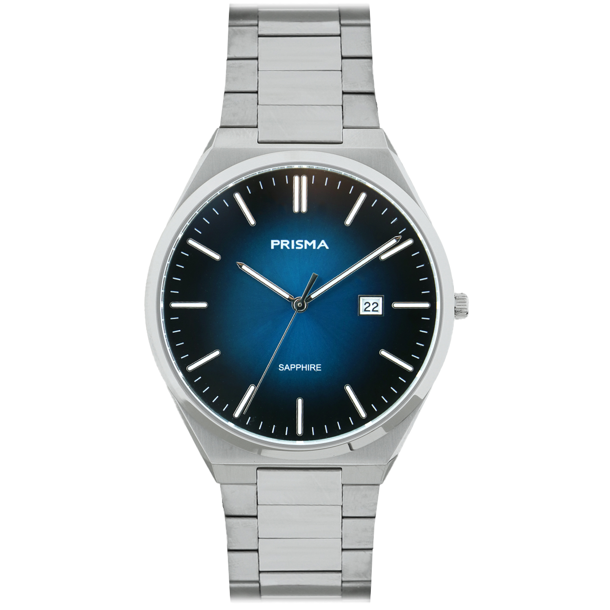 Prisma horloge P2420 heren edelstaal saffierglas 5 ATM  ultra slimline BLAUW

Algemeen
Geslacht: heren
Model: P.2420

Voordelen
- All stainless steel schakelband in het mat staal
- quartz
- wijzerplaat groen met zilver/wit kleurige streepjes
- glas is zeer krasvast
- ook voor brede pols (max. 210 mm)
- datum
- quartz uurwerk
- maat kast 40mm (breedte) 7mm (dikte)

