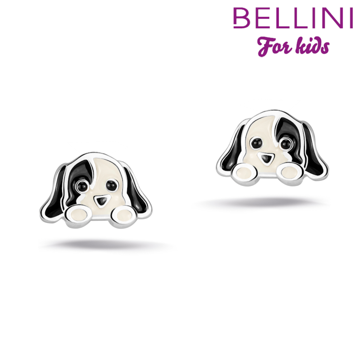 Bellini oorknopjes zilver met emaille hondjes 575048