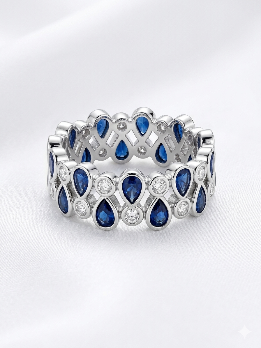 Rosa di Luca zilv ring zirk blauw