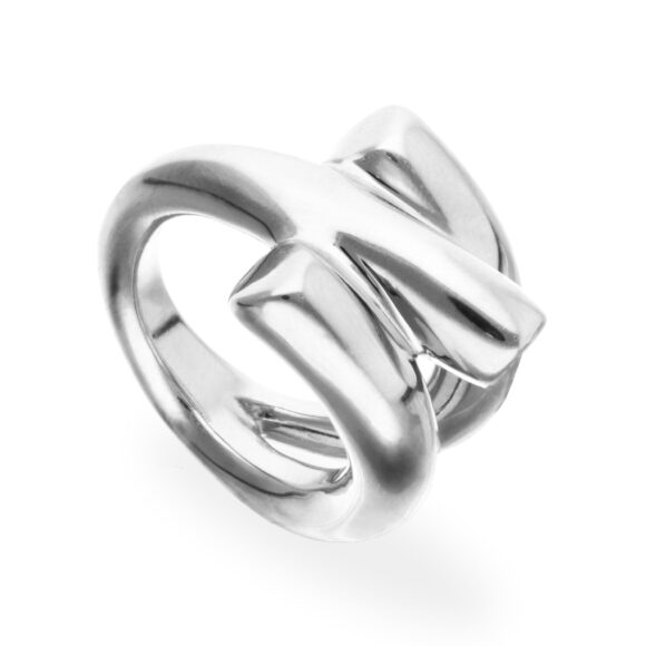 Ring van Unode50 verguld met sterling zilver, in de vorm van een buis.
