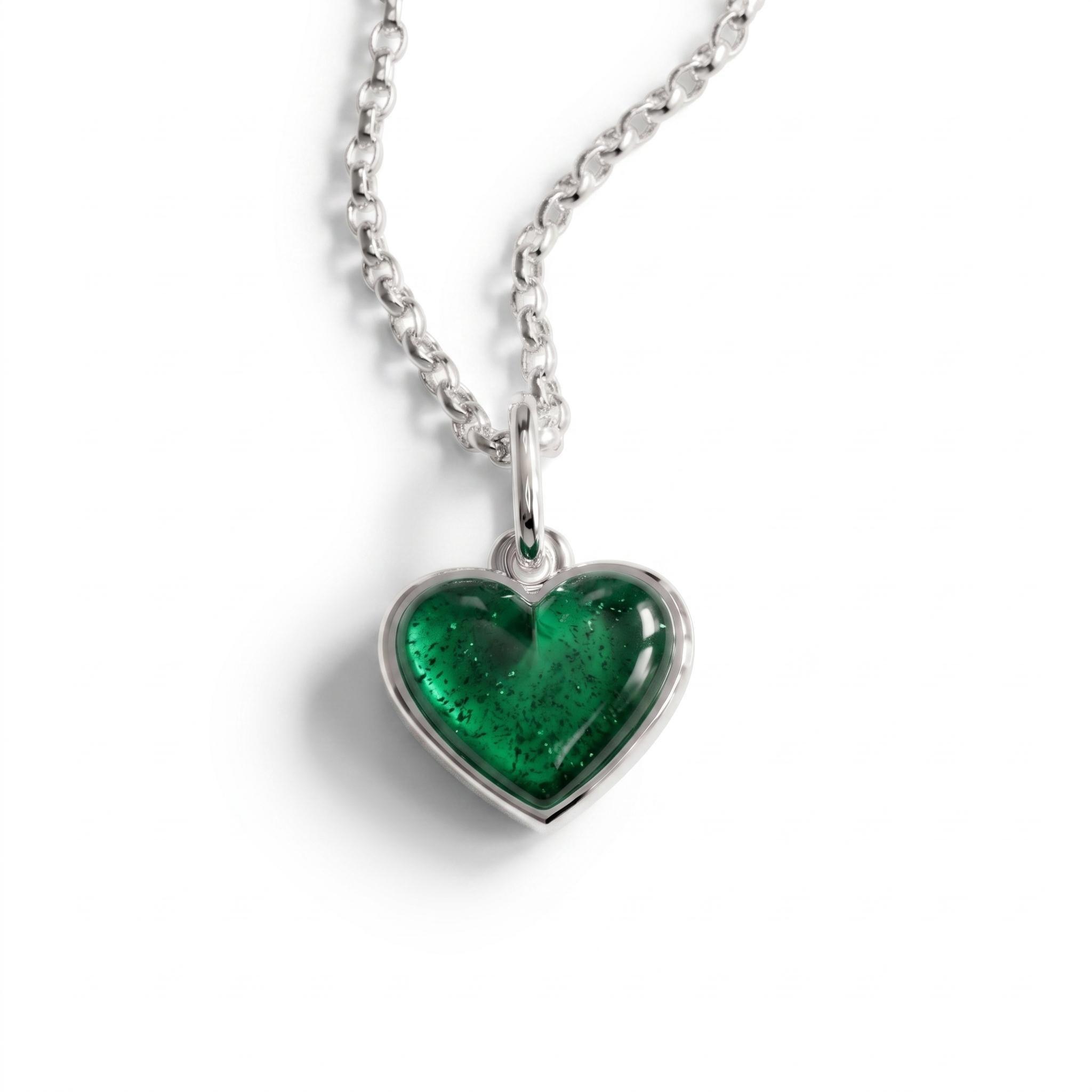 Een hartvormige zilveren as hanger met glad oppervlak, vervaardigd uit 925 sterling zilver. Het centrale vlak biedt ruimte voor een kleine hoeveelheid as of haar van een dierbare, bewaard achter een glazen afdekking. Een teder en persoonlijk gedenksieraad van 9mm, draagbaar aan een ketting.