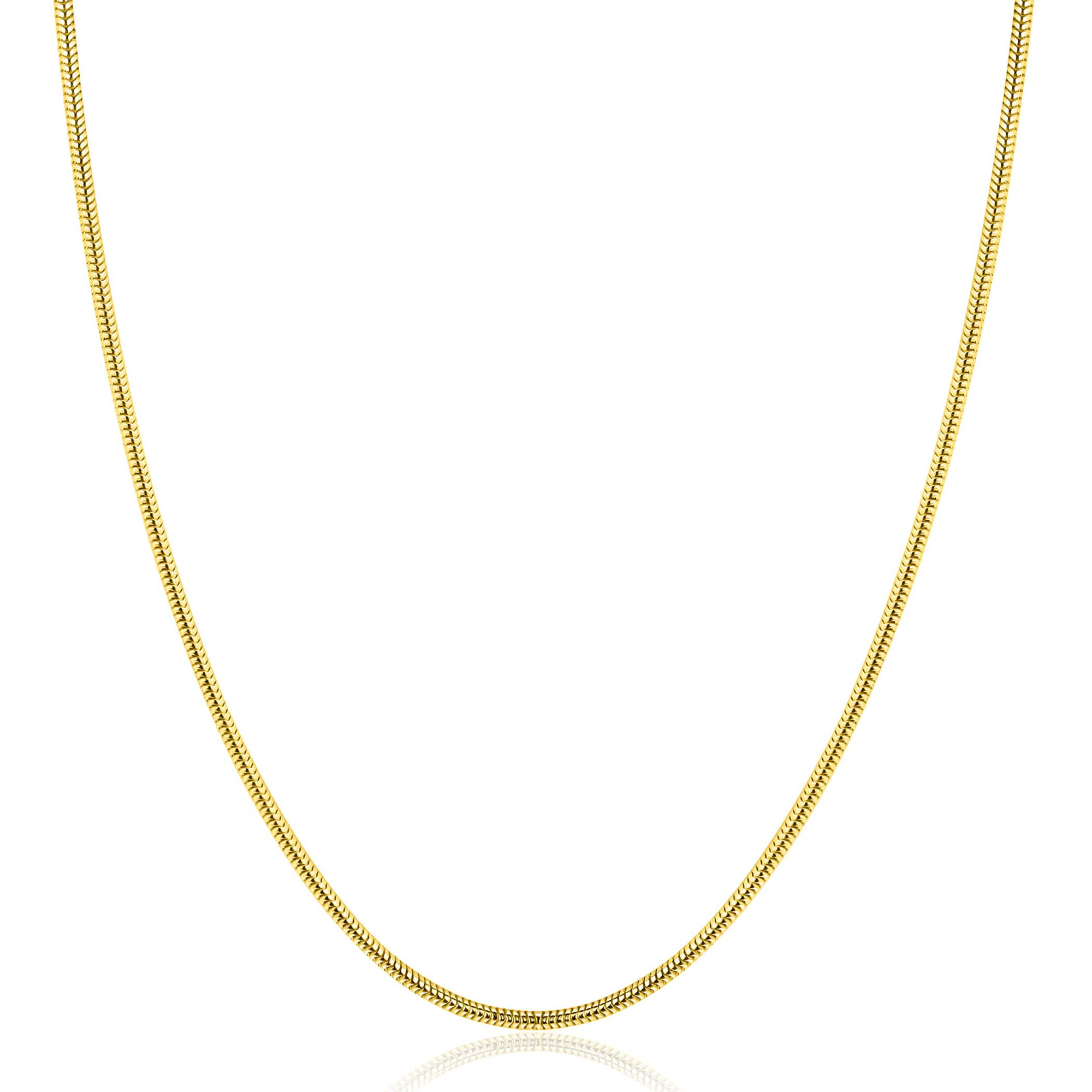ZINZI gold plated zilveren ronde slangen ketting. De schakels zijn 1,6mm breed. De lengte van de ketting is te vari&euml;ren tussen 42 en 45cm. De ketting is vervaardigd van eerste gehalte zilver (925) en extra geel verguld.