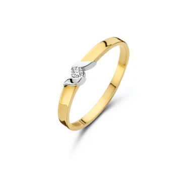 gouden ring, bicolor V+0.045ct briljant mt17