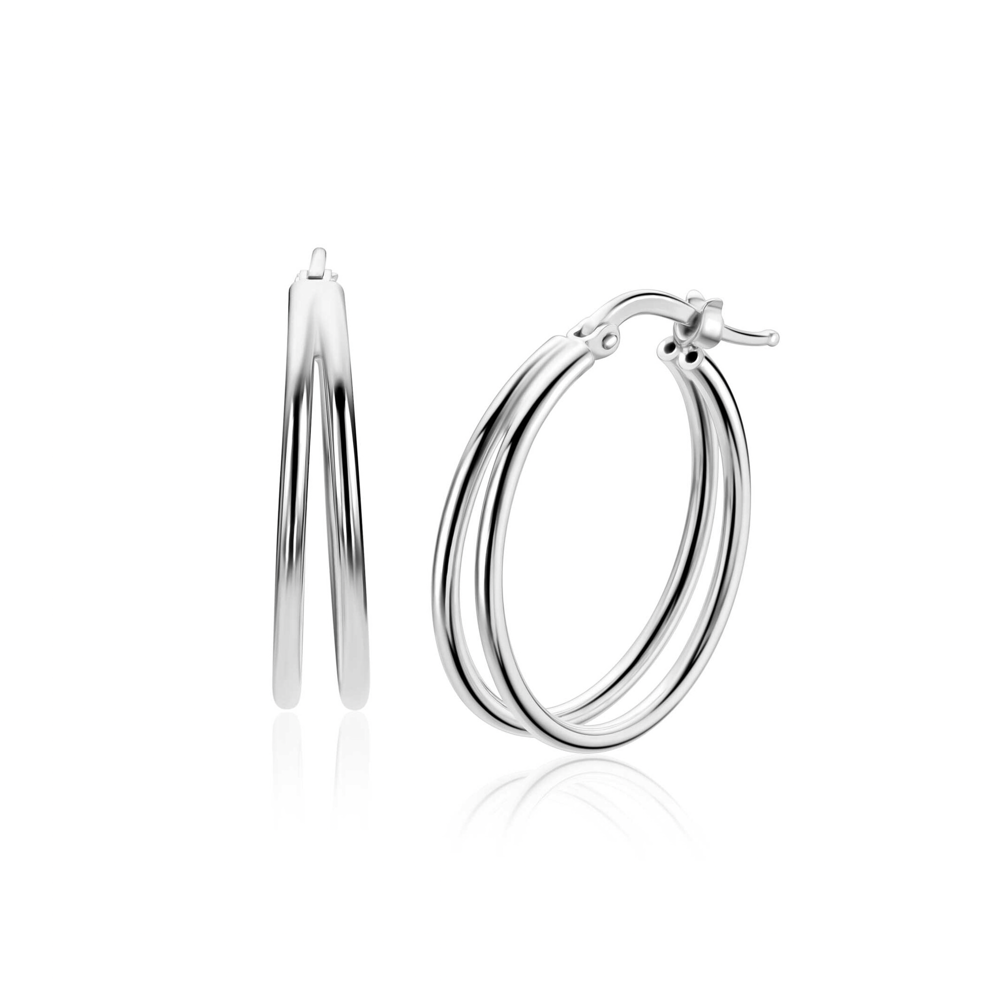 ZINZI zilveren multi-look oorringen 24mm met een dubbele buis. Een verrassende multi-look uitstraling voor je oren. De buisdikte van de oorringen is 1,6mm. Met gemakkelijke bovensluiting. Vervaardigd van eerste gehalte zilver (925) en voorzien van een extra rodiumlaag voor een langdurige glans.