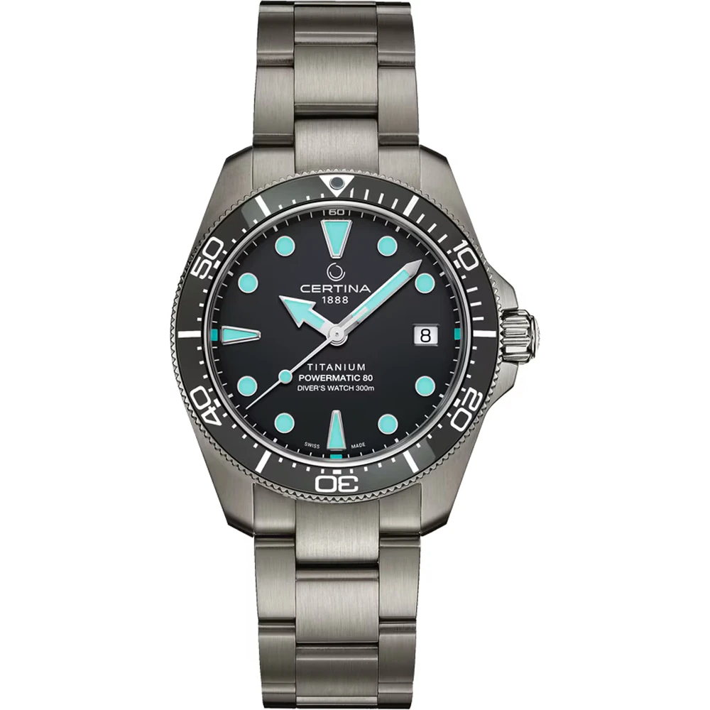 Certina - DS Action, Titanium, Powermatic 80 Automaat, unisex, 38mm, 300 meter WR, Saffierglas, Ceramic Bezel - C0488074408100