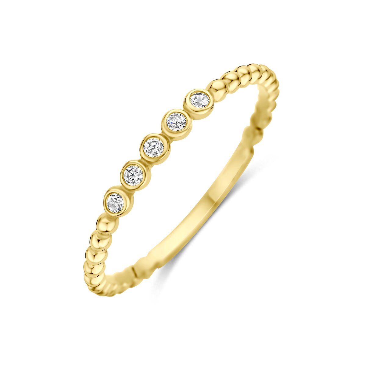 Huiscollectie Gouden Ring bolletjes met zirkonia