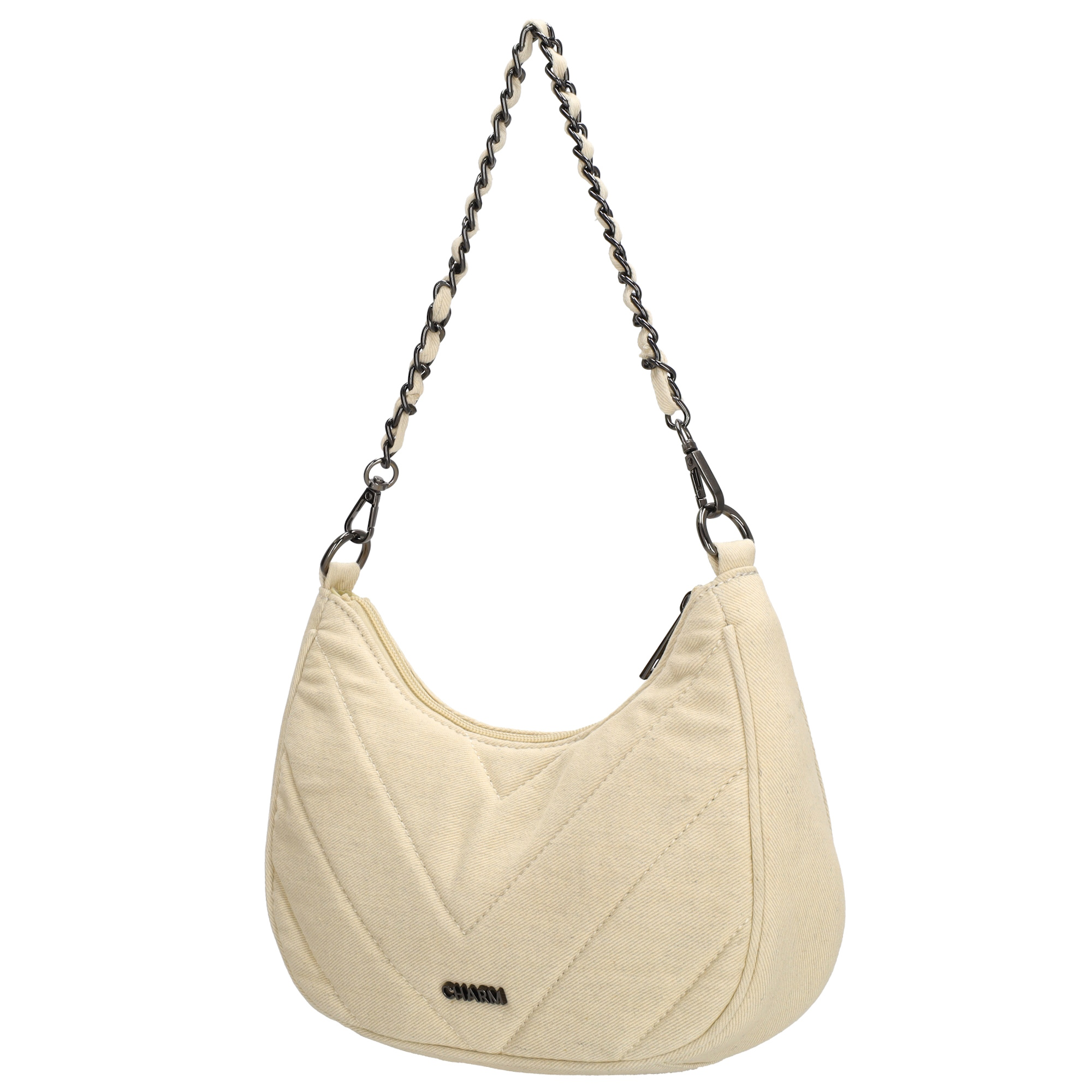 De Charm London Hollywood schoudertas is een elegante en veelzijdige tas, gemaakt van lichtgewicht katoenmateriaal. Dit maakt de tas comfortabel voor dagelijks gebruik. De korte schouderketting, verweven met stof, geeft een luxe uitstraling en is afneembaar. Daarnaast biedt de lange, verstelbare en afneembare schouderband extra draagopties, zodat je de tas op verschillende manieren kunt dragen.

De binnenkant is praktisch ingedeeld met een telefoonvak en een ritsvak, zodat je jouw essentials georganiseerd kunt opbergen. Aan de achterkant bevindt zich een extra ritsvak, ideaal voor spullen die je snel bij de hand wilt hebben. De tas sluit veilig af met een rits, zodat je spullen goed beschermd blijven.

Kenmerken:

Gemaakt van lichtgewicht katoenmateriaal
Afneembare korte ketting met verweven stof
Verstelbare en afneembare lange schouderband
Binnenvak met rits en speciaal telefoonvak
Achterritsvak voor extra opbergruimte