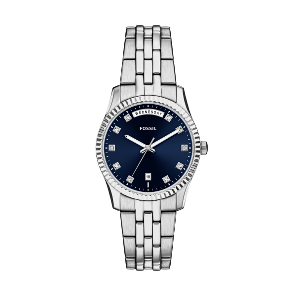 Fossil Quarts dames pols horloge model ES5457 staal met stalen band uit de Scarlette collectie. 5 ATM waterdicht.