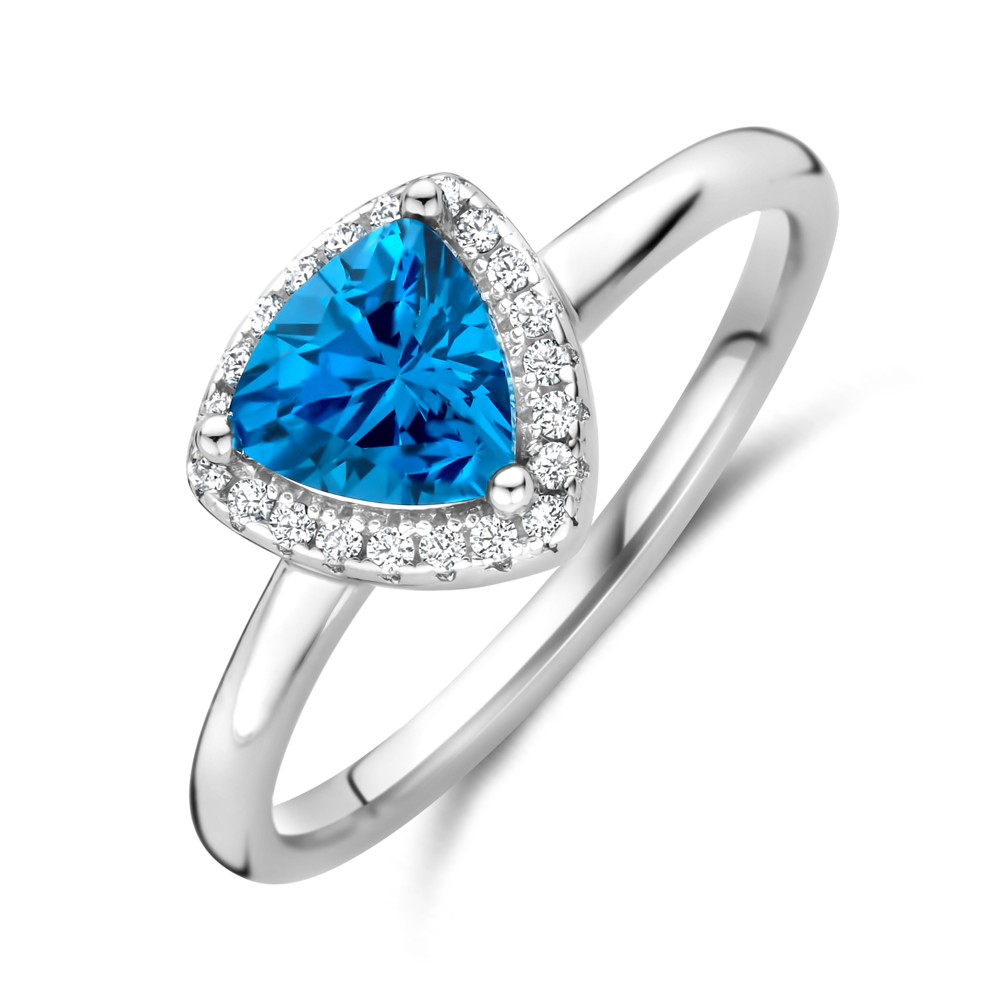 zilveren ring met ziconium blauwe steen