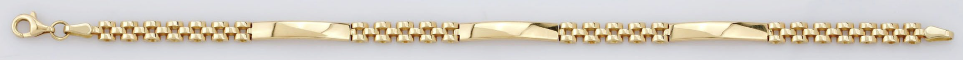 Deze prachtige Gouden Armband van Van Mechelen, is een stijlvolle toevoeging voor elke sieradencollectie. Gemaakt van 14-karaats goud, de subtiele glans en de gouden kleur maken het geschikt voor elke gelegenheid. Draag dit tijdloze sieraad solo of in combinatie met andere armbanden voor een verfijnde look. Perfect voor dagelijkse elegantie.