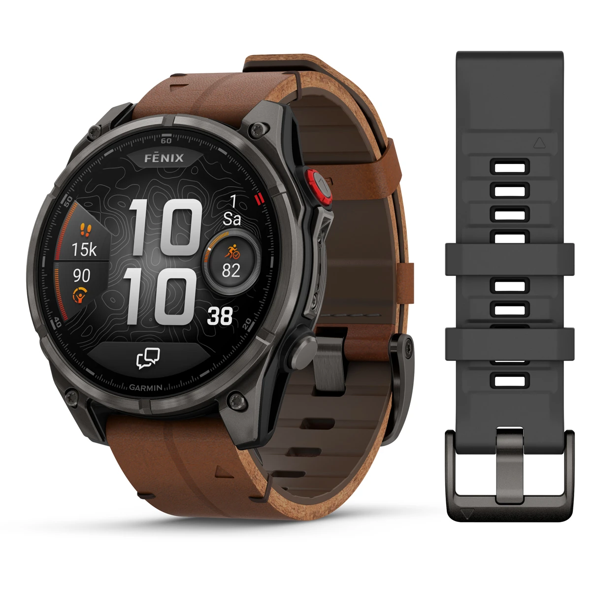 Entdecken Sie die Modellnummer 010-03198-40, eine luxuri&ouml;se Smartwatch mit Titangeh&auml;use und braunem Armband und einem Silikonband. Ihr kratzfestes Saphirglas sch&uuml;tzt das digitale Display und die Uhr ist bis 10 ATM wasserdicht. Perfekt f&uuml;r den t&auml;glichen Gebrauch und elegante Anl&auml;sse, kombiniert sie Funktion mit Stil. Tragen Sie sie mit l&auml;ssiger oder formeller Kleidung f&uuml;r einen smarten Look. 