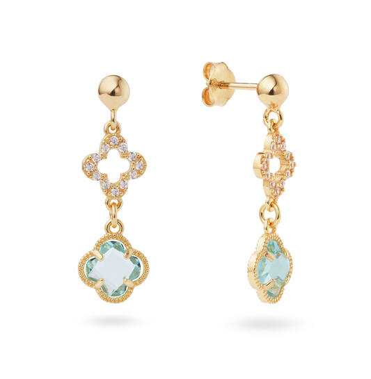 Zilver Vergulde Oorstekers  Colors From Nature Bloem Blauw 