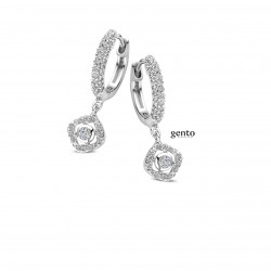 Oorringen zilver van merk Gento Jewels met hangers eraan in zilver met zirconium 
